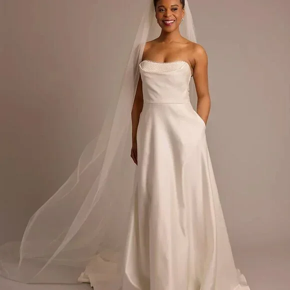 NWT - Raw Edge Tulle Chapel Veil - Picture 2 of 2